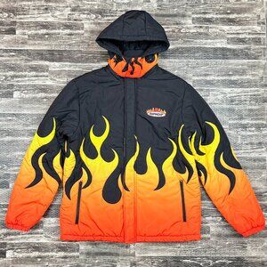 RipNDip Welcome to Heck Flame Puffer Jacket with Removable Hood